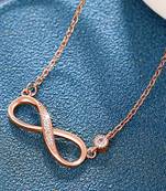 Rose gold plated cubic zirconia studded infinity design pendant chain necklace jewellery