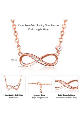 Rose gold plated cubic zirconia studded infinity design pendant chain necklace jewellery 4