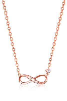 Rose gold plated cubic zirconia studded infinity design pendant chain necklace jewellery 5