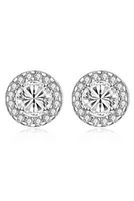 Silver plated ad studded pendant chain necklace & stud earrings set jewellery set for women 2
