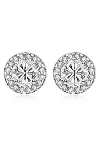 Silver plated ad studded pendant chain necklace & stud earrings set jewellery set for women