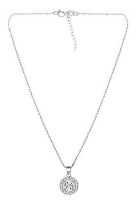 Silver plated ad studded pendant chain necklace & stud earrings set jewellery set for women 3