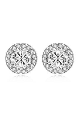 Silver plated ad studded pendant chain necklace & stud earrings set jewellery set for women 5