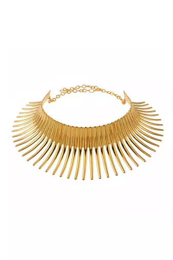 Gold plated choker necklace earrings cuff bracelet set fancy contemporary jewellery for women