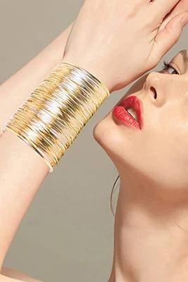 Gold plated fancy adjustable cuff bracelet fashion jewellery gift for women & girls 2
