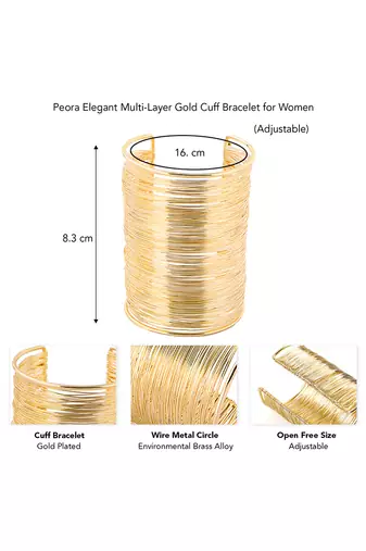 Gold plated fancy adjustable cuff bracelet fashion jewellery gift for women & girls