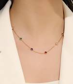 Multi-color crystal studded gold plated fancy chain necklace jewellery for women & girls