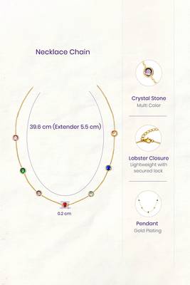 Multi-color crystal studded gold plated fancy chain necklace jewellery for women & girls 3