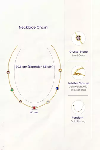 Multi-color crystal studded gold plated fancy chain necklace jewellery for women & girls