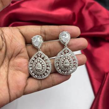 cz bridal necklace set, double layer teardrop cubic zirconia earrings, wedding jewellery 2