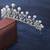 Silver plated cz & pearl studded princess tiara crown hair accessory for girls & women