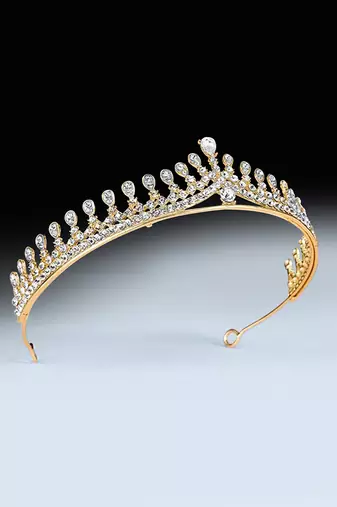 Gold plated cz studded princess tiara crown for girls women birthday gift hair accessories