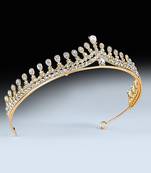 Gold plated cz studded princess tiara crown for girls women birthday gift hair accessories