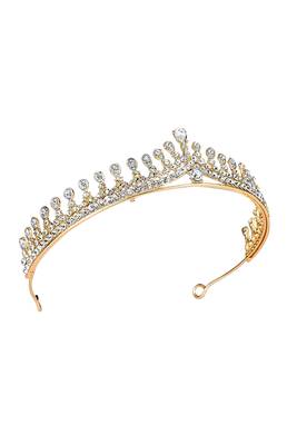 Gold plated cz studded princess tiara crown for girls women birthday gift hair accessories 3