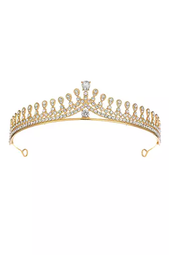 Gold plated cz studded princess tiara crown for girls women birthday gift hair accessories