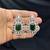 emerald green crystal geometric jewellery set, silver statement necklace earrings