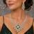 emerald green bridal necklace set, silver cubic zirconia choker, indian wedding jewellery