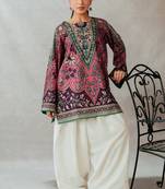 Magenta floral print linen co-ord set for women