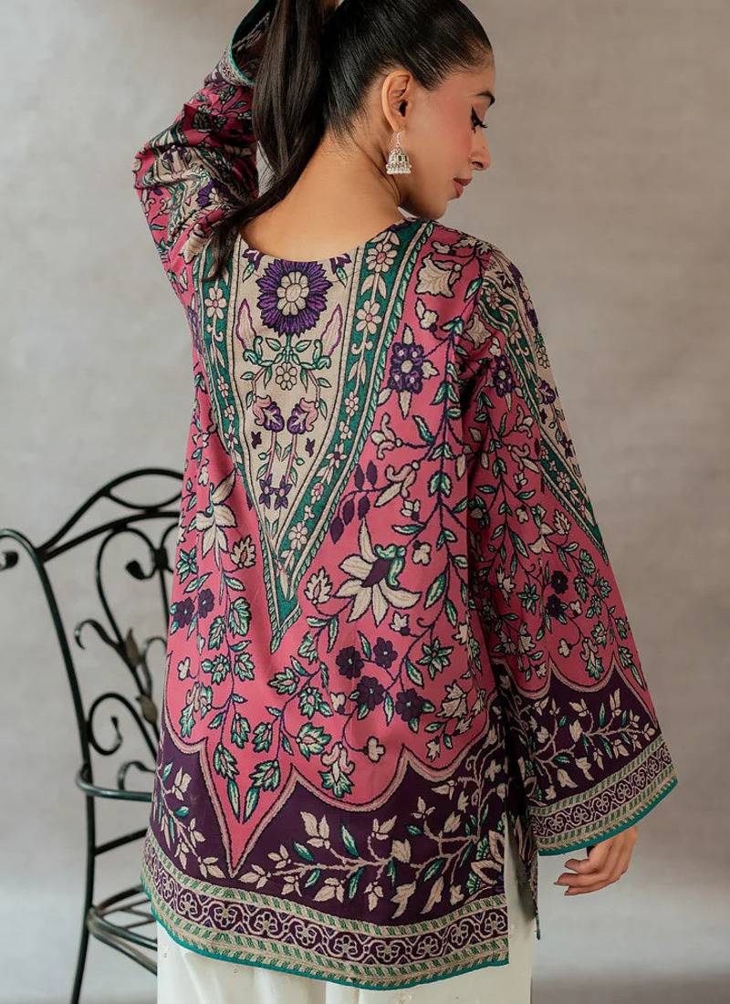 Magenta floral print linen co-ord set for women