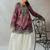 Magenta floral print linen co-ord set for women