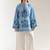 Sky blue floral print linen co-ord set for women