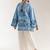 Sky blue floral print linen co-ord set for women