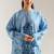 Sky blue floral print linen co-ord set for women