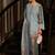 Blue floral print crepe co-ord set for women