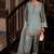 Blue floral print crepe co-ord set for women