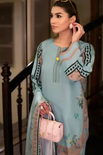 Blue floral print crepe co-ord set for women