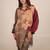 Maroon floral print linen co-ord set for women