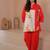 Orange floral print linen co-ord set for women