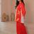 Orange floral print linen co-ord set for women