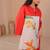 Orange floral print linen co-ord set for women
