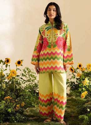 Lemon floral print linen co-ord set for women 1