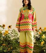 Lemon floral print linen co-ord set for women