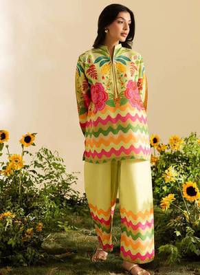 Lemon floral print linen co-ord set for women 2