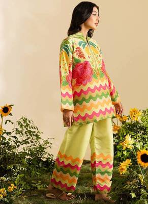 Lemon floral print linen co-ord set for women 3