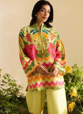 Lemon floral print linen co-ord set for women 4