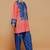 Royal-blue floral print crepe co-ord set for women