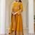 mustard yellow georgette embroidered anarkali gown with matching embroidered dupatta 