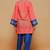 Royal-blue floral print crepe co-ord set for women