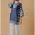 Navy blue floral print linen co-ord set for women