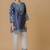 Navy blue floral print linen co-ord set for women