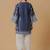 Navy blue floral print linen co-ord set for women