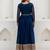 dark teal blue georgette embroidered anarkali gown with heavy embroidered georgette dupatta