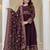 brown georgette embroidered anarkali gown with heavy designer embroidered dupatta 