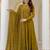 olive green georgette embroidered anarkali gown with designer net dupatta 