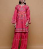 Pink floral print linen co-ord set for women
