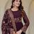 brown georgette embroidered anarkali gown with heavy designer embroidered dupatta 